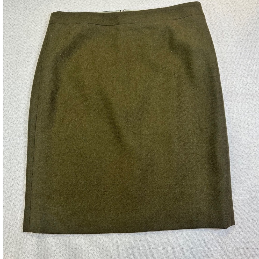 J.Crew Pencil Skirt Womens 6 Olive Green Wool Blend Classic Preppy Office 46575